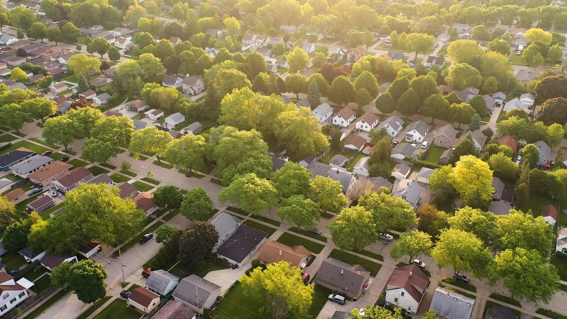 Aerial shot of a neighborhood in Manassas, VA.
