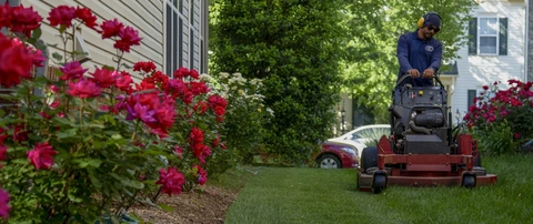 Professional mowing lawn in Herndon, VA.